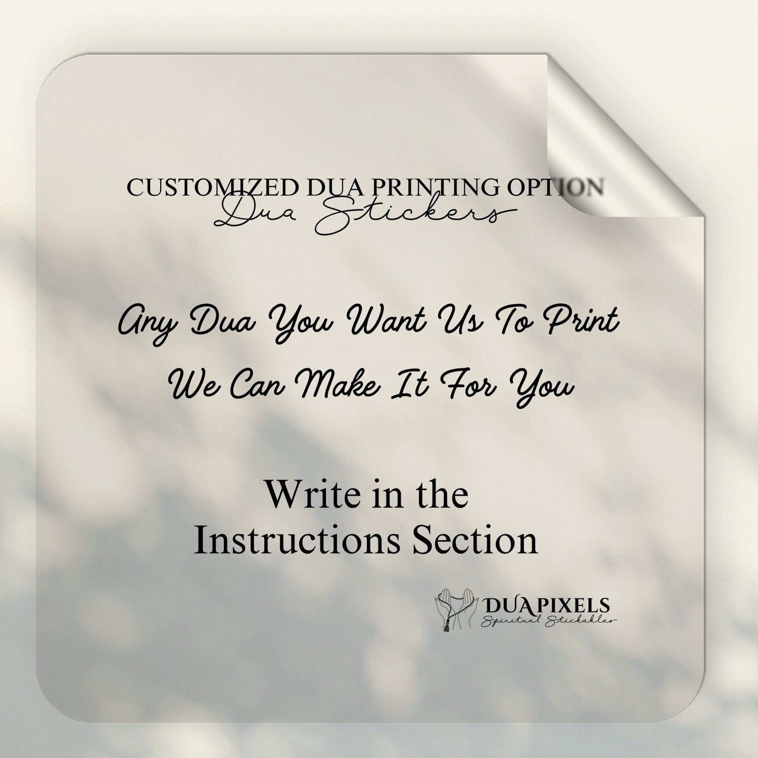 Customized Dua Printing Option